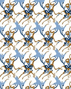 Abstract Swirl Blue Brown Floral Pattern Rug