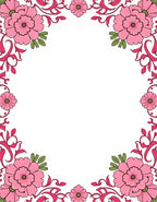 Pink Floral Vine Border Design Rug