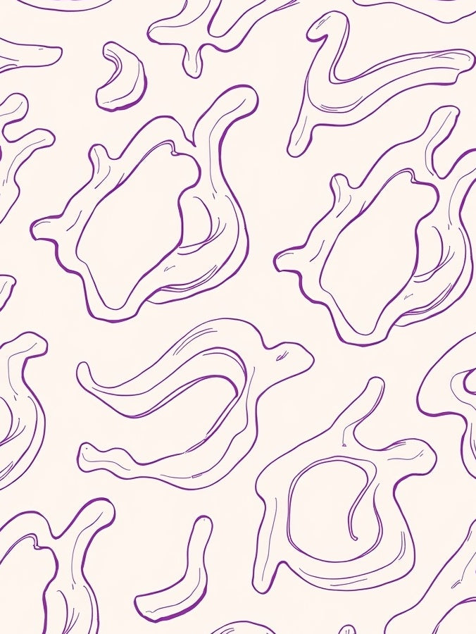 Abstract Purple Fluid Outline Pattern Rug