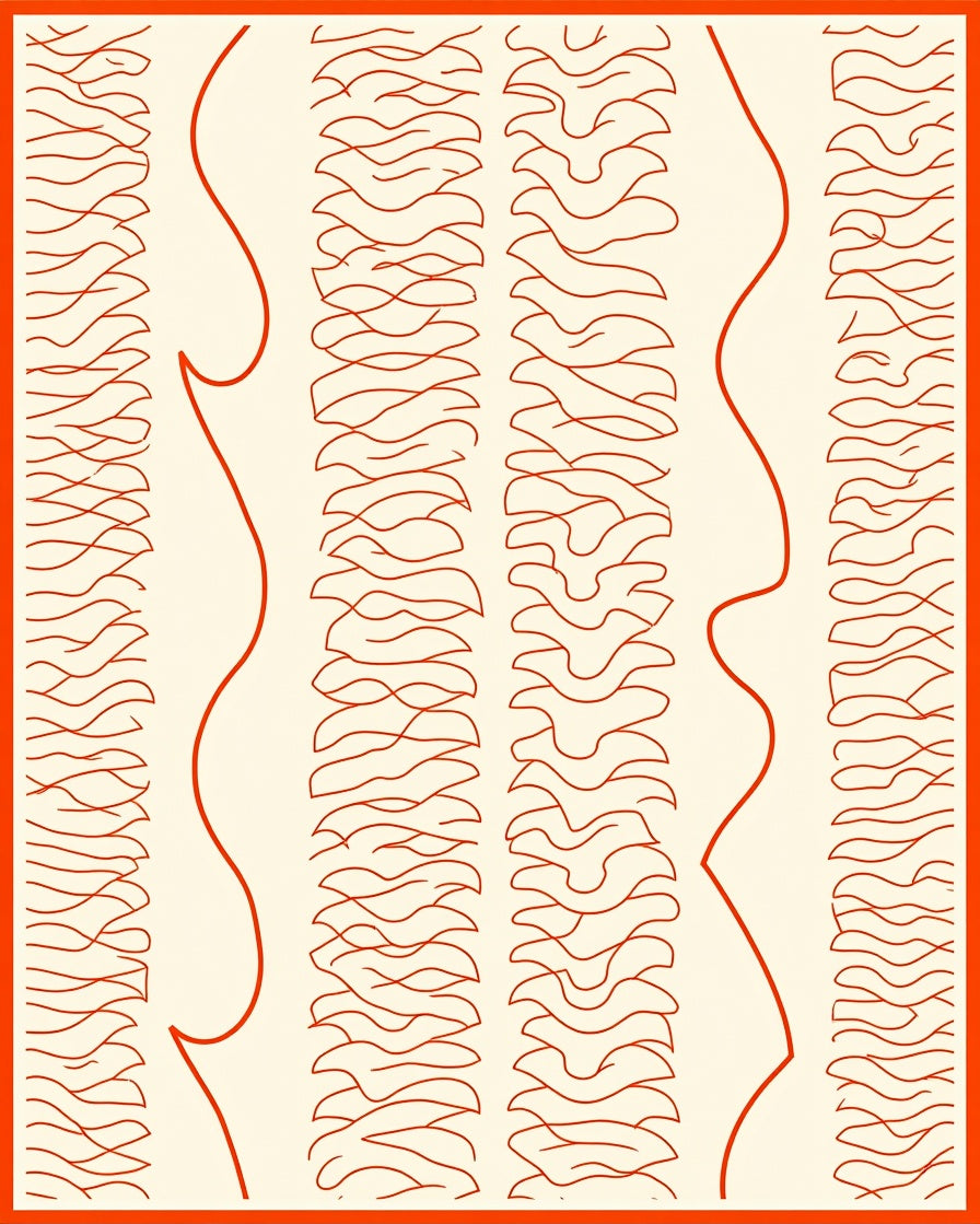 Terra Cotta Organic Wave Stripe Rug