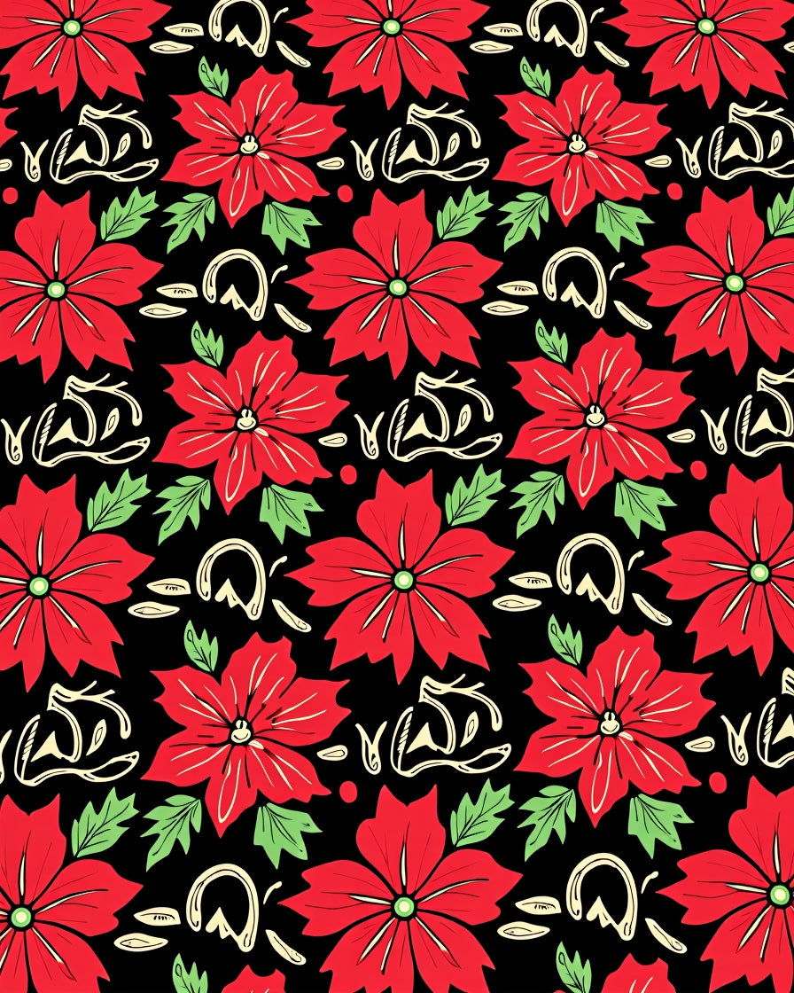 Bold Red Floral Pattern Rug