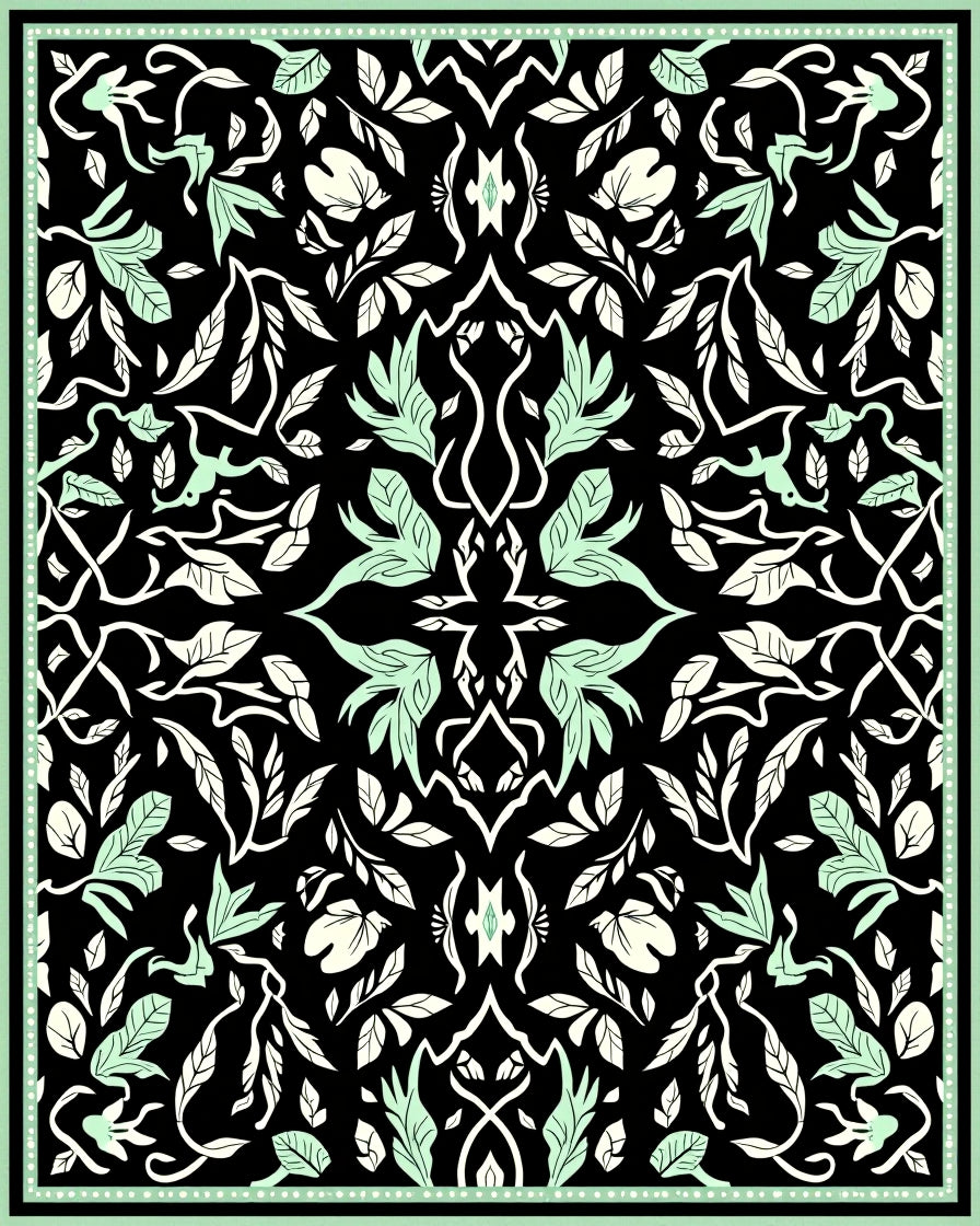 Botanical Symmetry Style Art Rug