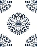 Navy Blue Floral Mandala Elements Rug