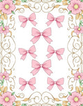 Pink Bows and Floral Swirls Rug