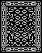 Classic Black White Floral Border Design Rug