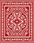 Intricate White Floral Red Pattern Rug
