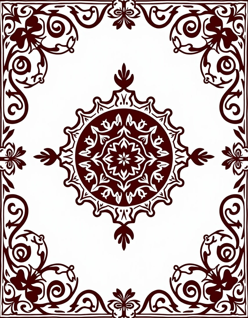 Ornate Floral Mandala Patterned Rug