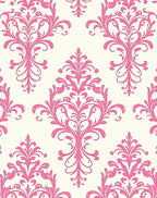 Pink Ornate Floral Damask Pattern Rug