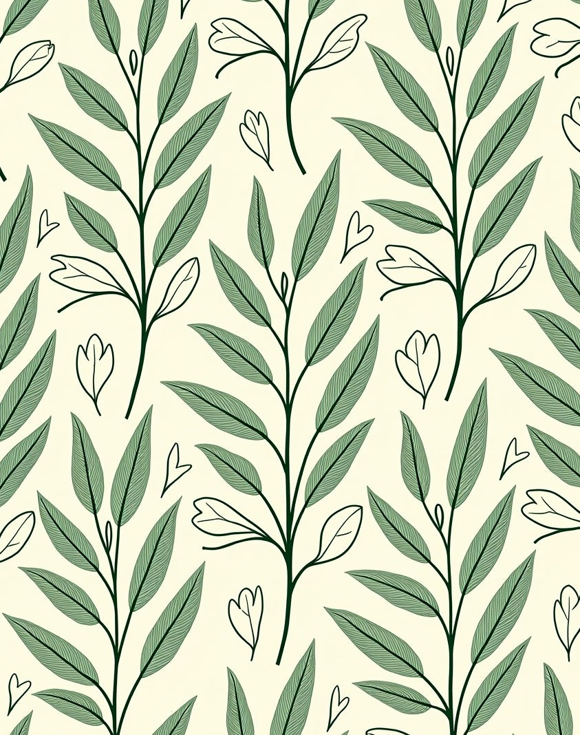 Green Foliage Botanical Pattern Design Rug
