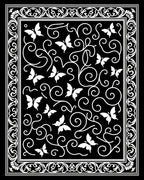 Elegant Butterfly Scroll Pattern Design Rug