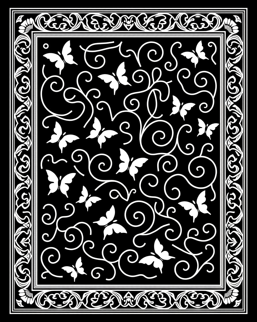 Elegant Butterfly Scroll Pattern Design Rug