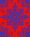 Bold Red Blue Medallion Design Rug