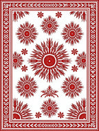 Red Sunburst Medallion Pattern Rug