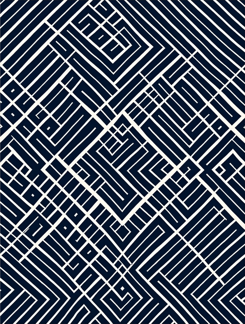 Abstract Geometric Labyrinth Pattern Rug