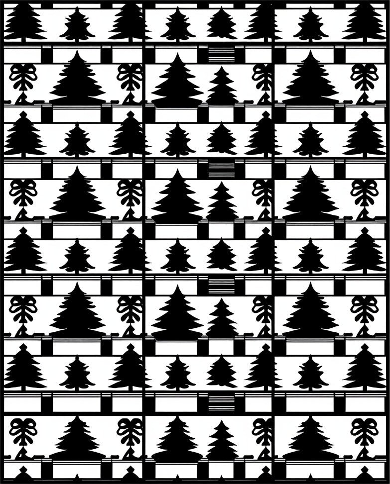Monochromatic Christmas Tree Ribbon Pattern Rug