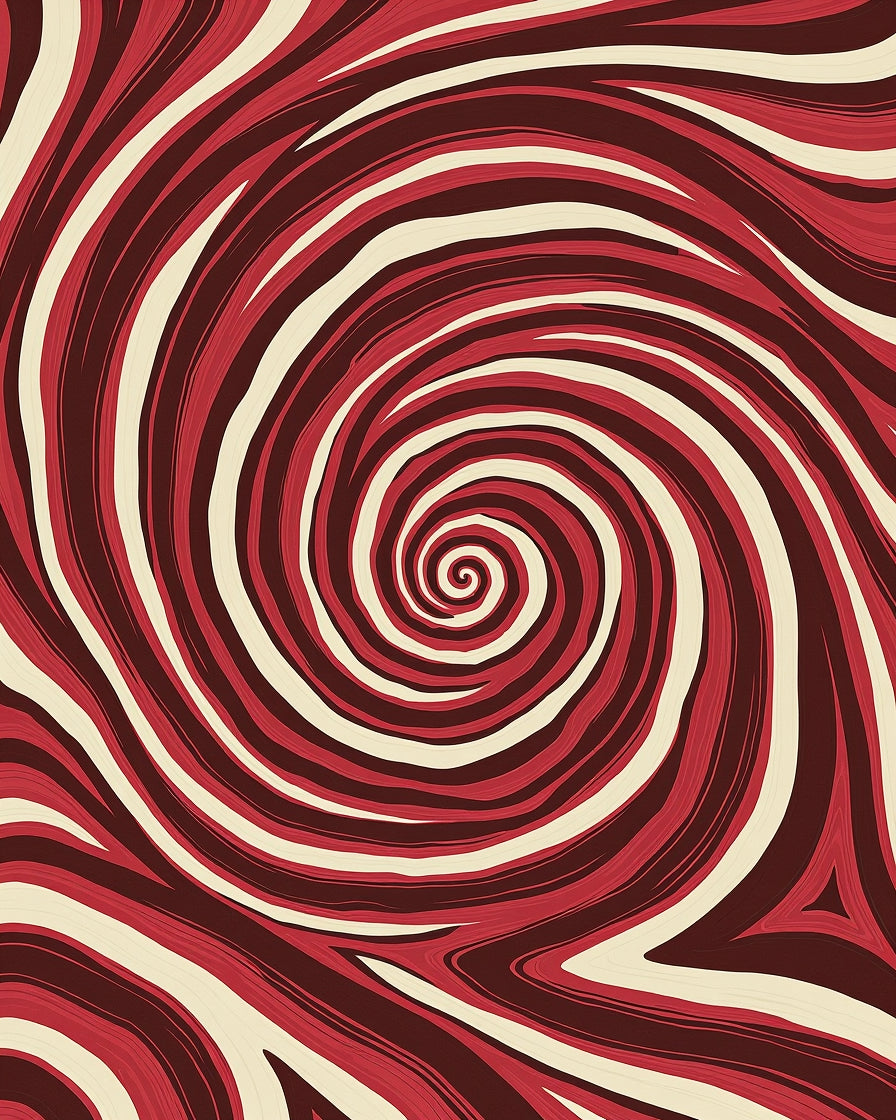 Red Cream Swirl Abstract Pattern Rug
