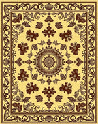 Ornate Floral Scrollwork Detailed Rug