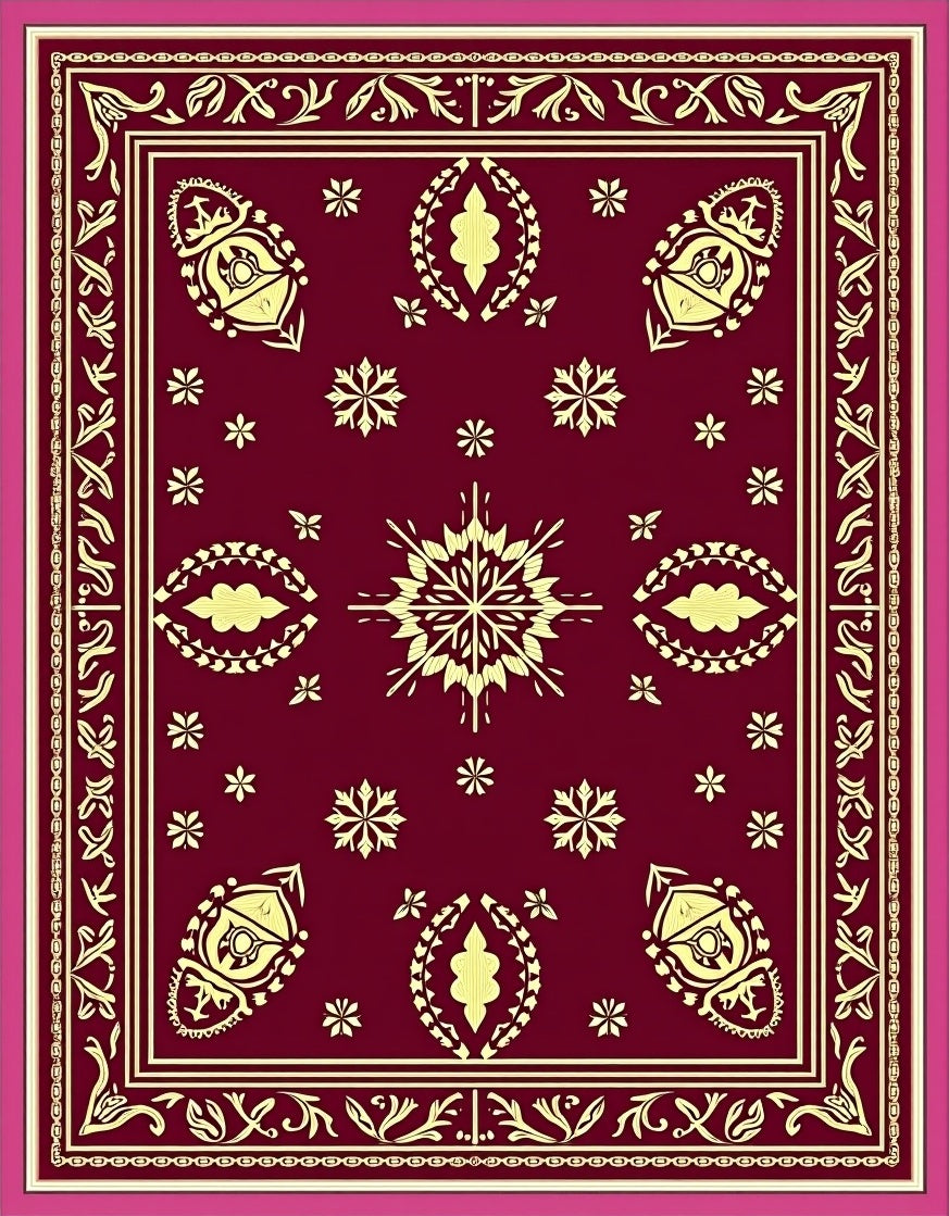Regal Floral Medallion Border Design Rug
