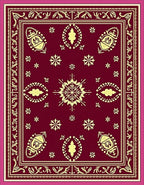Regal Floral Medallion Border Design Rug