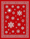 Red Snowflakes Bordered Winter Design Rug