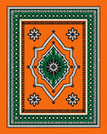 Orange Green Floral Medallion Pattern Rug