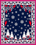 Crimson Cardinals Snowy Forest Border Rug