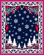 Crimson Cardinals Snowy Forest Border Rug