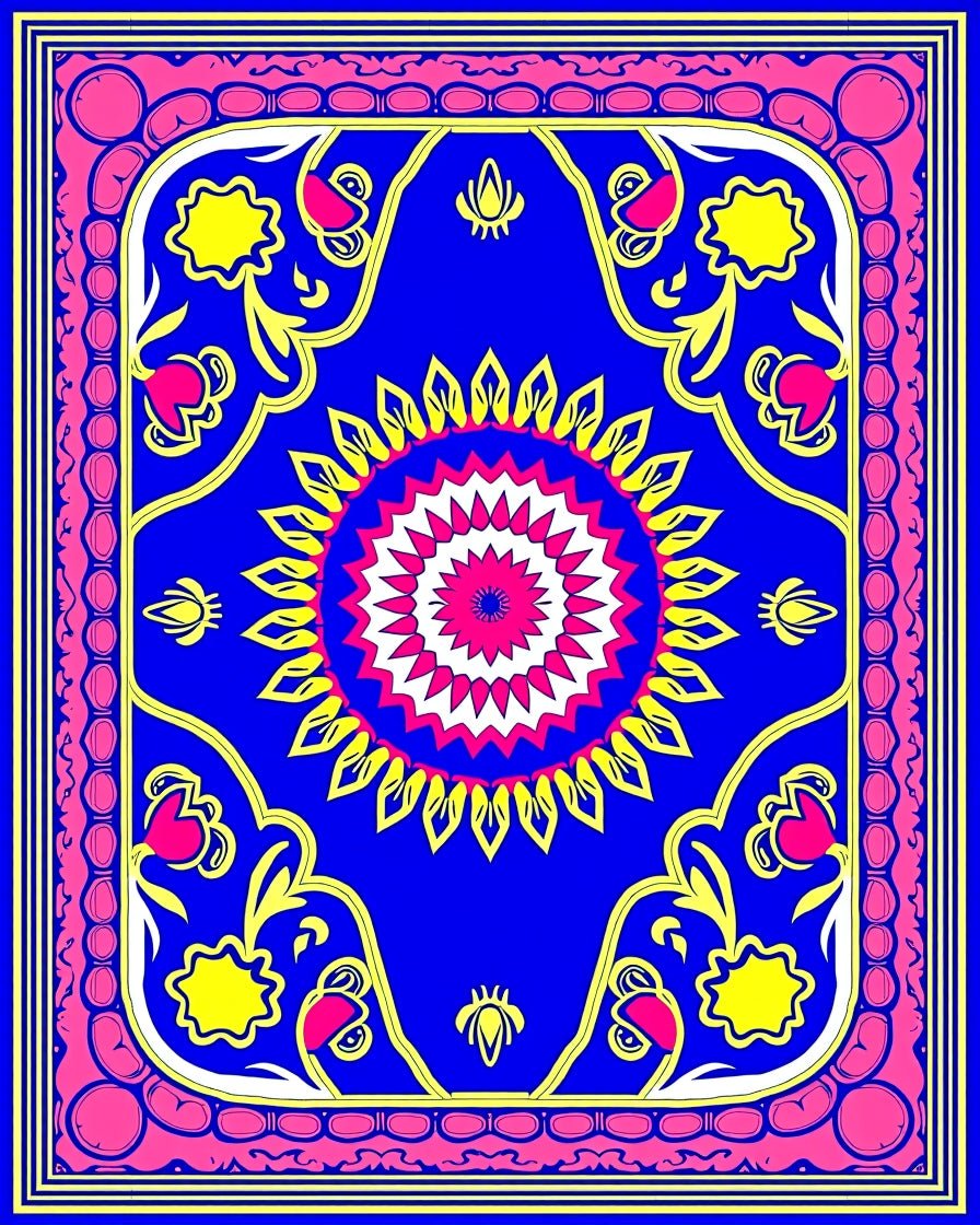 Bright Floral Mandala Pattern Rug