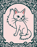 Ornate Cat Frame Design Rug
