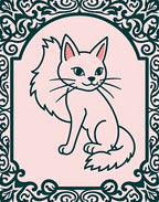 Ornate Cat Frame Design Rug