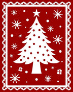 Red Christmas Tree Snowflake Pattern Design Rug