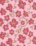 Pink with Red Leaf Vines Pattern Rug
