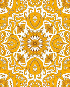 Ornate Yellow Floral Mandala Design Rug