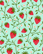 Red Strawberry Vines With White Flowers Rug