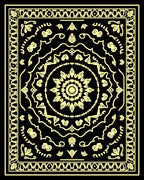 Elegant Black Gold Mandala Design Rug