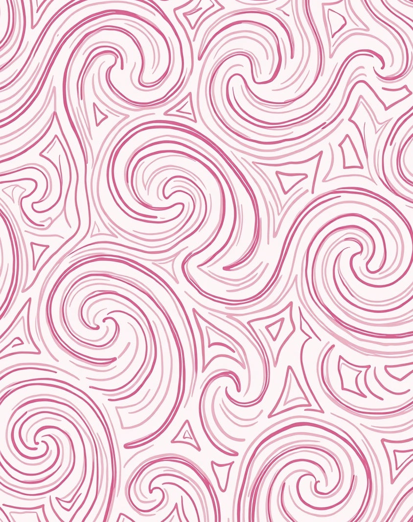 Abstract Pink Swirls Geometric Pattern Rug