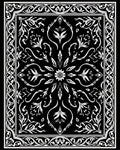 Ornate Black White Floral Design Rug