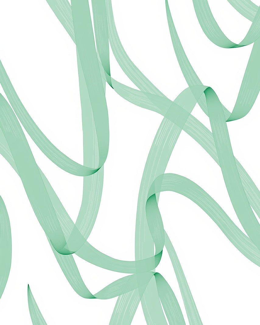 Flowing Green Ribbon Pattern Rug