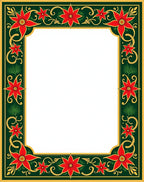 Classic Red Floral Festivity Border Design Rug