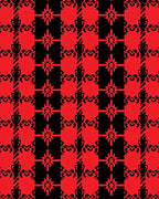 Red Black Tartan Geometric Pattern Rug