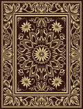 Golden Floral Motif Dark Background Rug