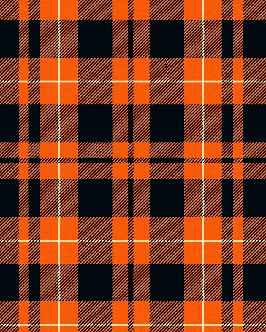 Orange Black Plaid Pattern Rug