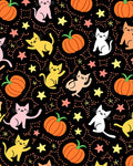 Whimsical Cats and Pumpkins Halloween Pattern Rug