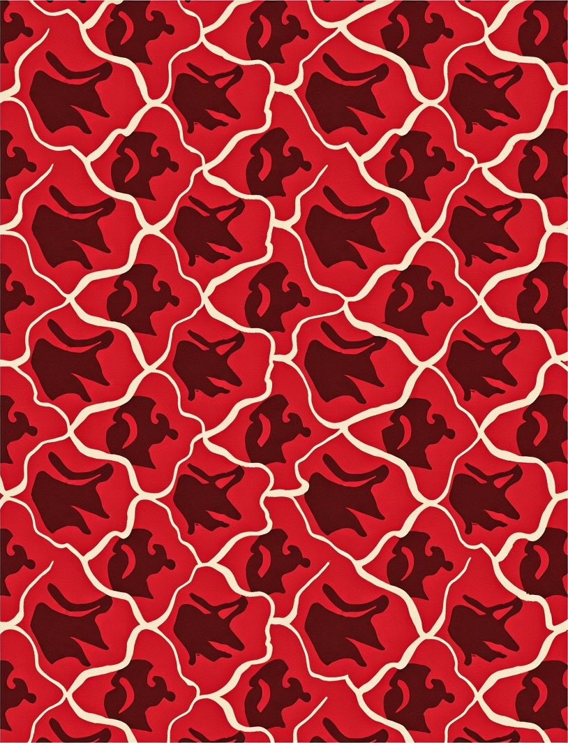 Bold Red Abstract Organic Pattern Rug
