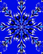 Bold Blue Intricate Floral Medallion Design Rug