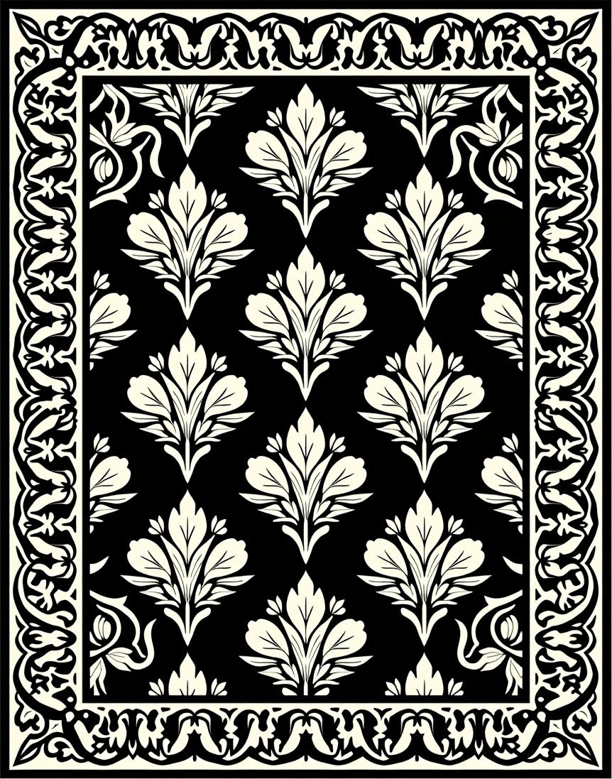 Classic Floral Damask Pattern Rug