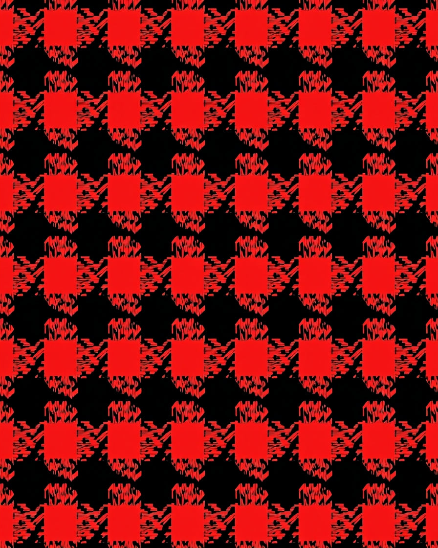 Classic Houndstooth Red Pattern Rug