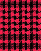 Bold Red Black Houndstooth Pattern Rug