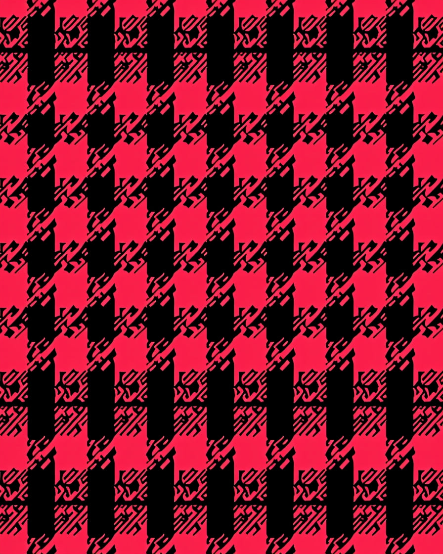 Bold Red Black Houndstooth Pattern Rug