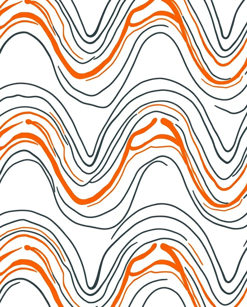 Organic Orange And Grey Wave Pattern Rug